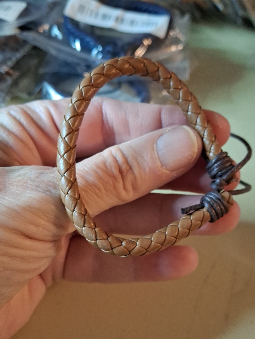 Braided Pleather Bracelet - Tan